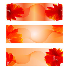 Set of trendy red and orange vector banners template or website headers