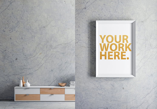 Vertical Poster on Wall Mockup