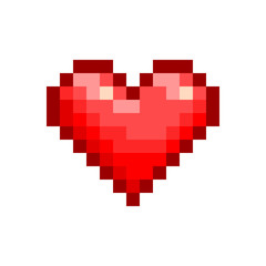 Pixel Art Heart. Vector Love Symbol. Valentine's Day. 8 Bit Icon