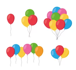 Fotobehang Balloons in cartoon flat style isolated set on white background. Bunch of balloons - stock vector. © Comauthor