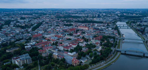 Krakow's Kazimierz aerial view from the Vistula river