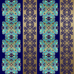 Vector seamless border with decorative ethnic elements. Seamless Paisley pattern