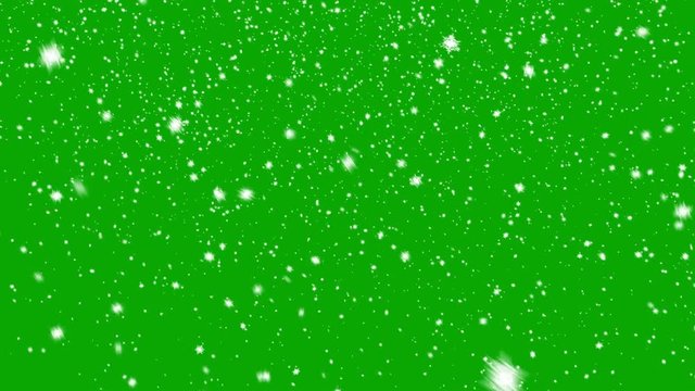 Falling Snowflakes on a Green Background. Two Options, Seamless Looping 3d Animation. 4K