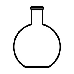 Flat bottom flask, beaker line icon, outline vector sign, linear style pictogram isolated on white. Chemical laboratory glassware symbol, logo illustration. Editable stroke. Pixel perfect graphics