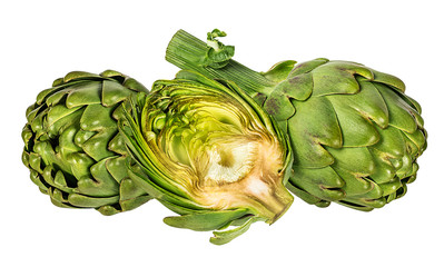 Obraz premium Fresh artichoke isolated on white background with clipping path