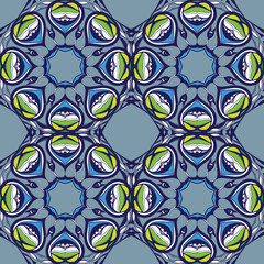 Abstract seamless geometric pattern with mandalas.