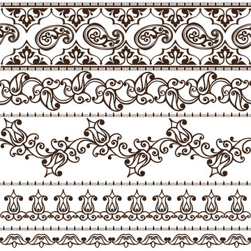 Set of oriental borders with paisley