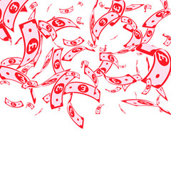 British pound notes falling. Random GBP bills on white background. United Kingdom money. Awesome vec