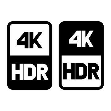 4k HDR format flat black icon. Vector illustration on white background