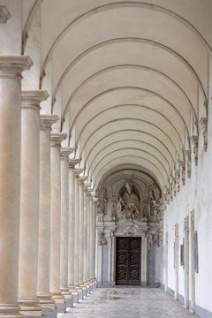 Arch pathway at the Certosa di San Martino museum in Naples, Italy.