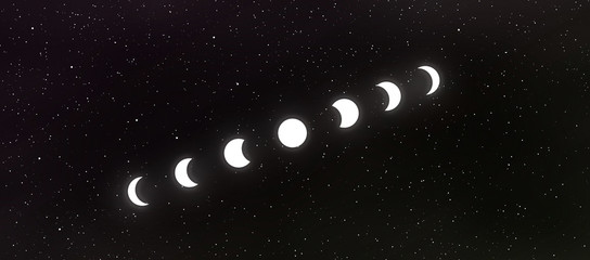 Moon cycle illustration with starts