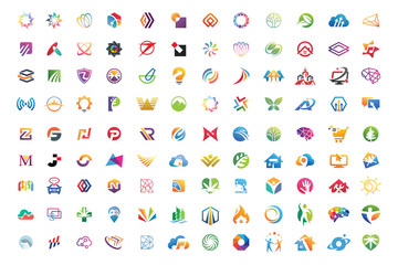 Logo mega collections abstract geometric business icon set vector eps 10