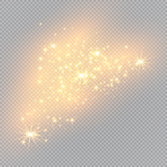 White sparks glitter special light effect. Vector sparkles on transparent background. Christmas abstract pattern. Sparkling magic dust particles