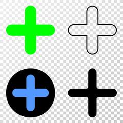 Obraz premium Cross EPS vector icon with contour, black and colored versions. Illustration style is flat iconic symbol on chess transparent background.