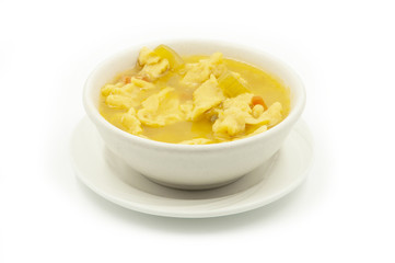 Chicken dumpling soup bowl