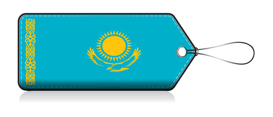 Kazakh flag label, Label made in Kazakhstan © VectorPart