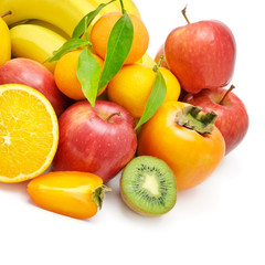 Set of fruits isolated on white background. Healthy food.