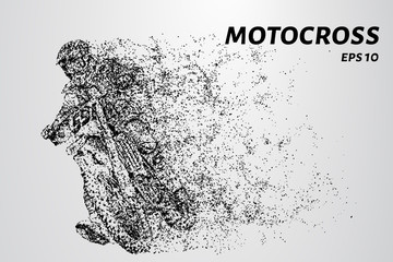 Fototapeta na wymiar Motocross particles. A motorcyclist performs stunts