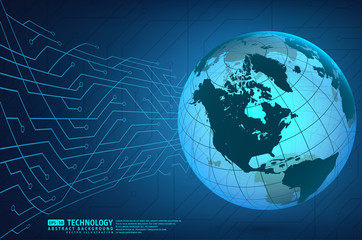 Abstract technology background with world globe