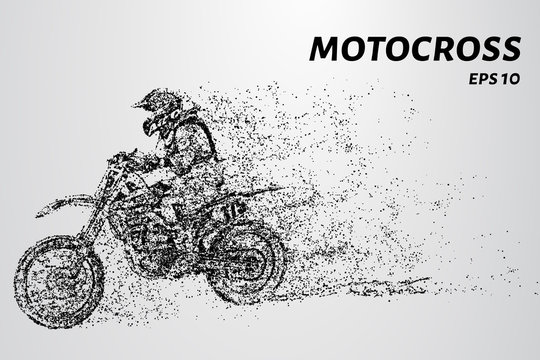 Motocross rider creates a cloud of dust and debris.
