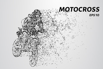 Rider on a motorcycle involved in motocross.Jumps and takes off on a springboard.