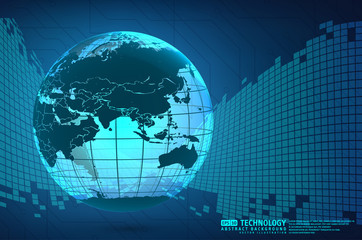 Abstract technology background with world globe