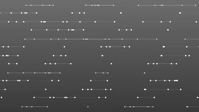 Seamless and colorful slow motion graphics background, evenly aligned points connected by lines move slowly from side to side