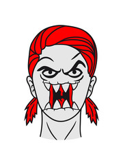 mädchen frau weiblich girl hübsch hässlich clipart lachen fressen horror böse gefährlich gesicht kopf gruselig halloween comic cartoon cool