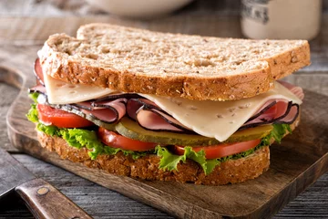 Abwaschbare Fototapete Snack Schinken-Käse-Sandwich