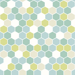 The geometric background made out of hexagons in various colors / The retro hexagon background / Hexagons