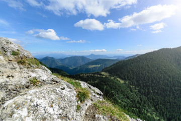 Rocky peak of Little Rozsutec hill in sunny day, Europe