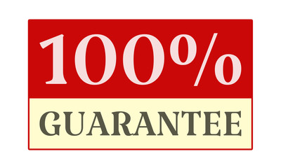 100% Guarantee - written on red card on white background