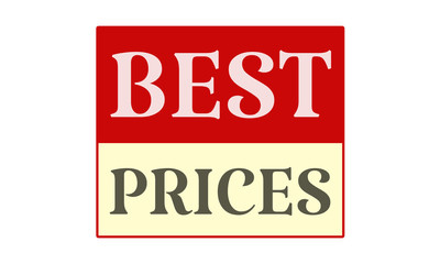 Best Prices - written on red card on white background