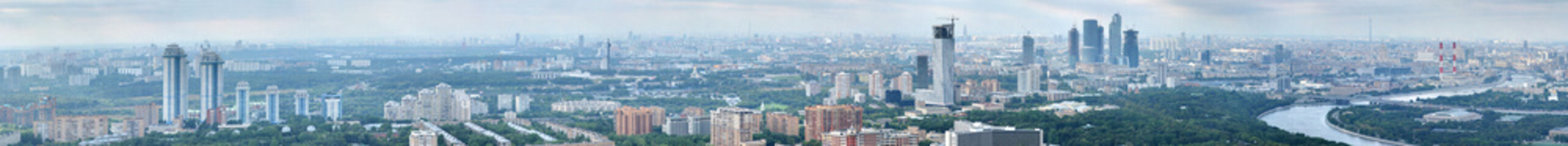 Very long panorama of Moscow: Fili, City, Dorogomilovo, Khamovniki at summer, view from MSU, August...