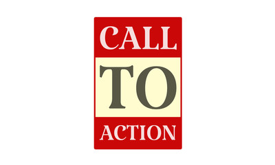 Call To Action - written on red card on white background