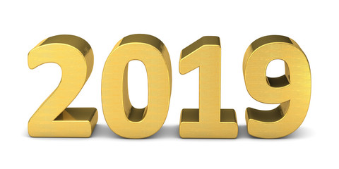 neues jahr new year text gold 2019 3d