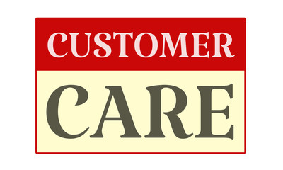 Customer Care - written on red card on white background
