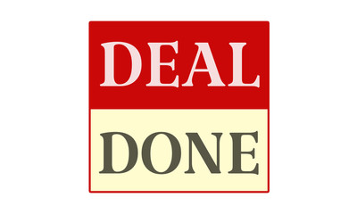 Deal Done - written on red card on white background