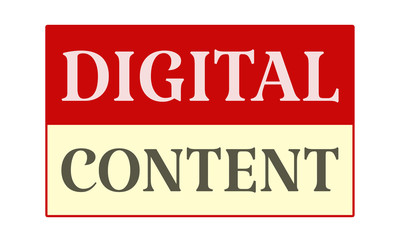 Digital Content - written on red card on white background