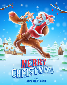 Santa Claus on the reindeer