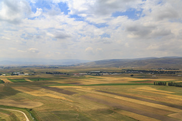 Fototapeta premium Fields in anatolia in Erzurum province from high angle in Turkey