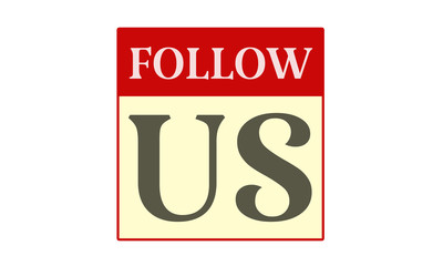 Follow Us - written on red card on white background