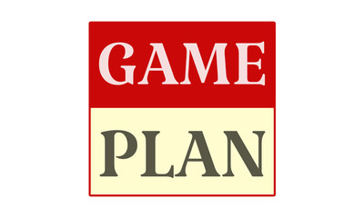 game plan - written on red card on white background