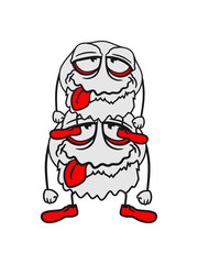 huckepack 2 freunde team paar kind mama papa familie monster stehen alt kopf großvater opa bart gesicht kopf betrunken verwirrt frech comic cartoon clipart cool