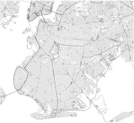 Mappa di Brooklyn, New York City, strade e quartiere. Mappa della città. Stati Uniti d'America