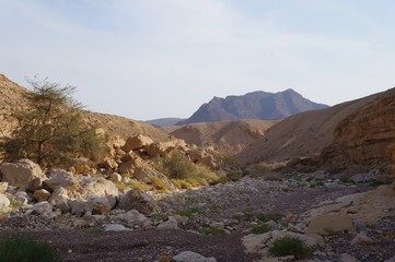 Red Canyon near Eilat in South Israel, Nahal Shani in last sunset light
