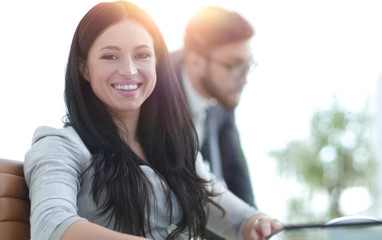 attentive business woman working with documents