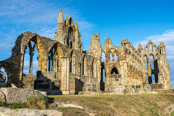 Whitby Abbey North Yorkshire Coast UK. Perched high on a cliff, the haunting remains of Whitby...