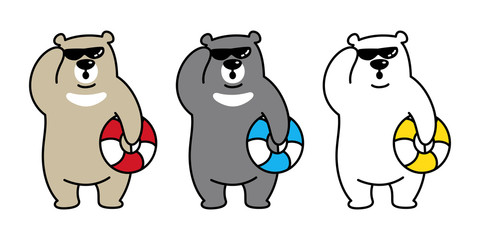 Bear vector Polar Bear icon logo beach swim ring cartoon character illustration