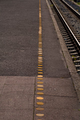 Railroad yellow dots on platform